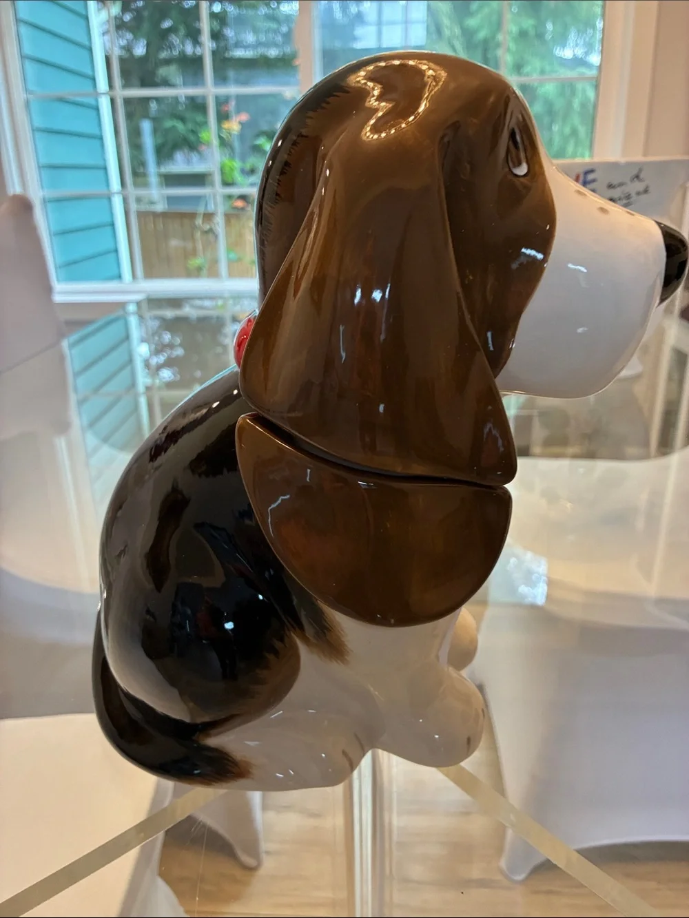 The Pioneer Woman Brown & White Ceramic Dog Treat Jar with Red Collar Accent